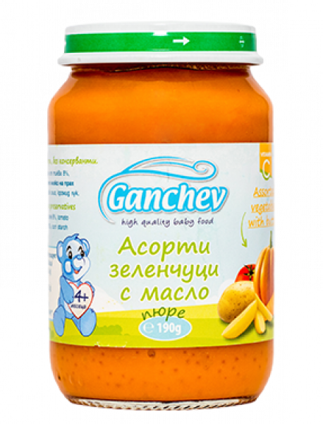пюре ганчев асорти зеленчуци с масло 190гр.