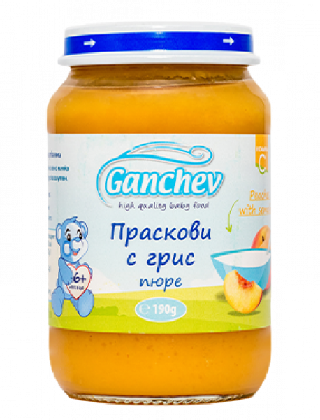 детско пюре ганчев праскови и грис 190гр.