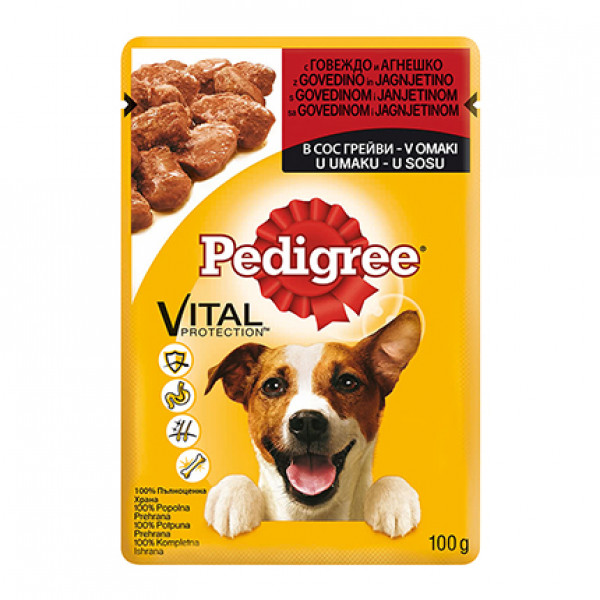 храна за куче педигри пауч 100гр говеждо/агнешко