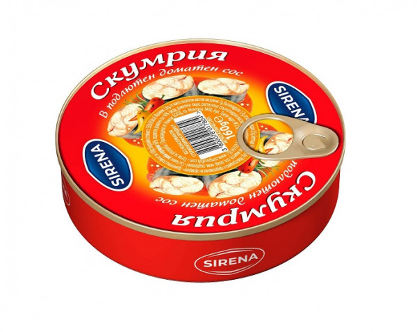 консерва сирена скумрия в подлютен доматен сос 160гр