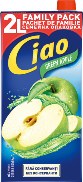 сок чао зелена ябълка 2л