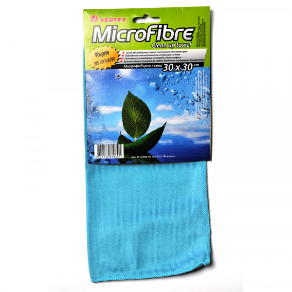 микрофибърна кърпа за стъкло синя 30х30 102068