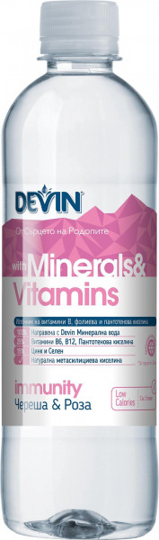 минерална вода девин с витамини череша и роза 425мл