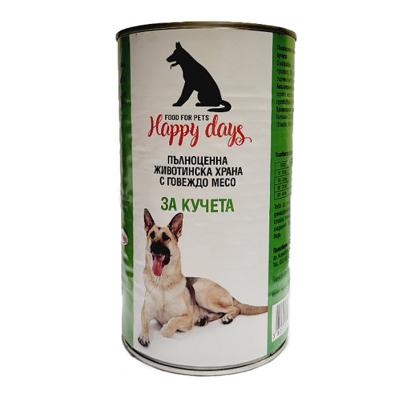 Happy Days консерва кучешка храна с говеждо месо - 1240 гр.