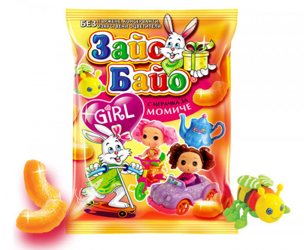 снакс зайо байо с играчка за момиче 40гр.