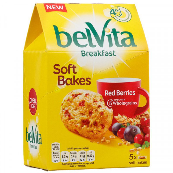 бисквити пълнозърнести белвита софт червена боровинка 50гр