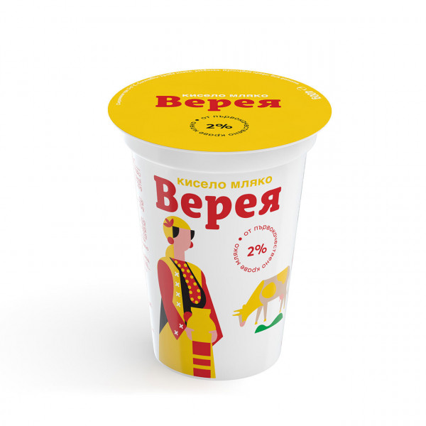 кисело мляко българско верея 2% 400гр.