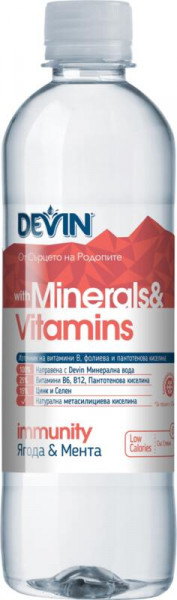 минерална вода девин с витамини ягода и мента 425мл