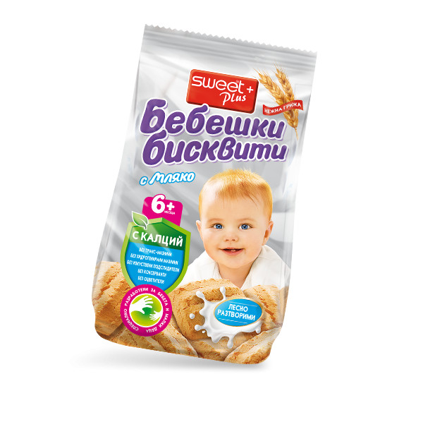 бебешки бисквити с мляко суит плюс 140гр