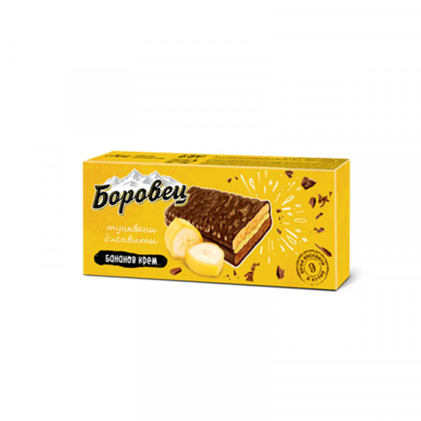 шоколадови бисквити  боровец с крем банан 252гр