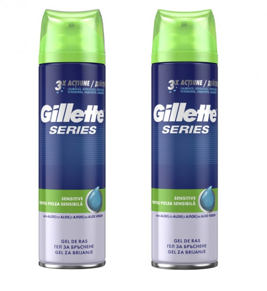 гел за бръснене gillette series sensitive - 2х200 мл.