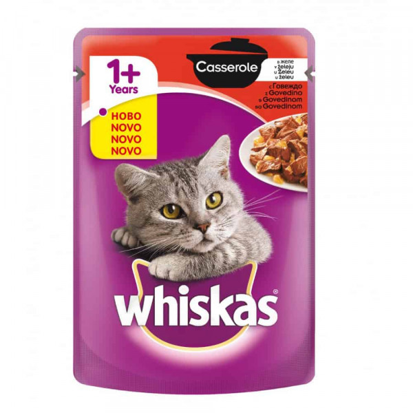 храна за котки уискас касерол говеждо 85гр.