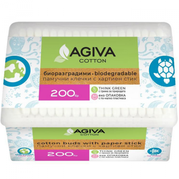 клечки за уши агива биоразградими 200бр
