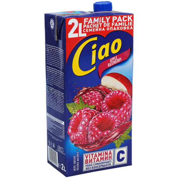 сок чао ябълка и малина 2л
