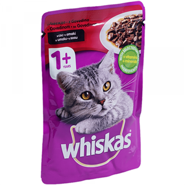 храна за котки уискас говеждо месо 100гр.