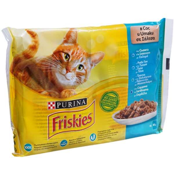 храна за котки фрискис с риба в сос 4х85гр.