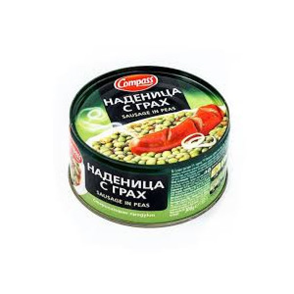 консерва компас наденица с грах 300г